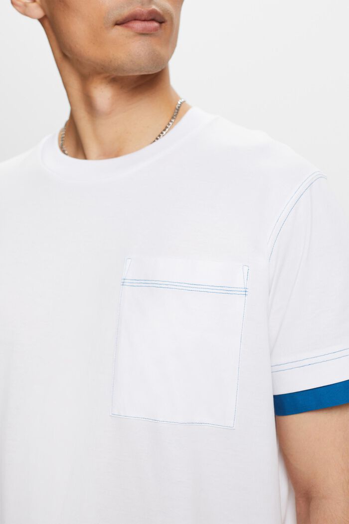 T-shirt m. rund hals, lag på lag-look, 100% bomuld, WHITE, detail image number 2
