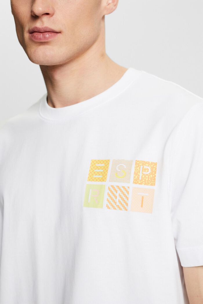 T-shirt i bomuldsjersey med logo, WHITE, detail image number 3