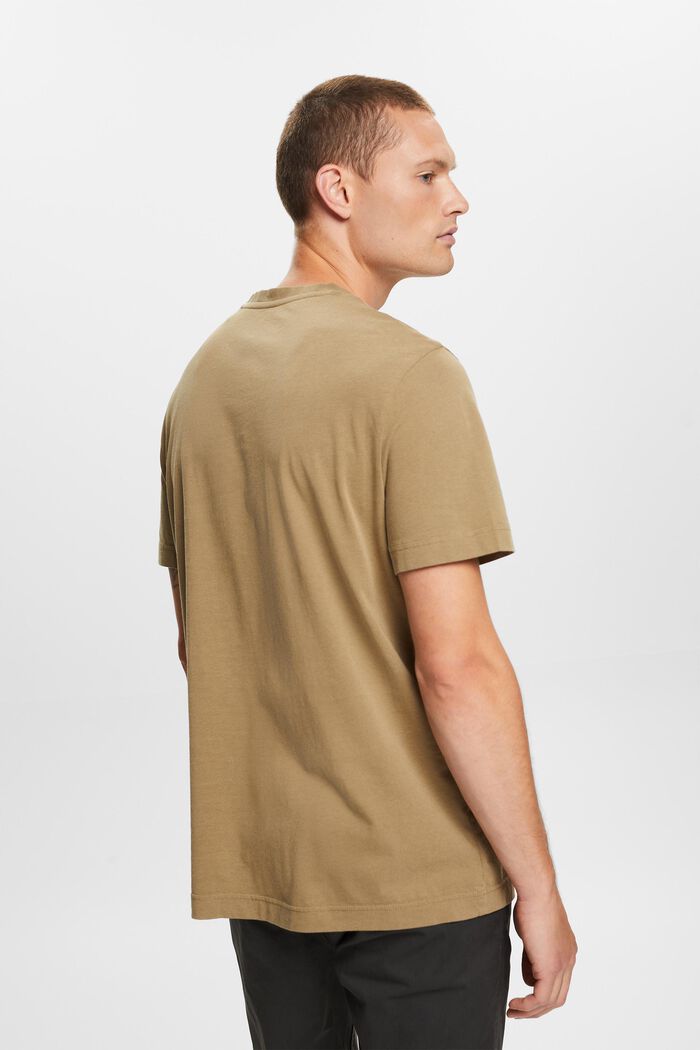 Jersey-T-shirt med rund hals, 100 % bomuld, KHAKI GREEN, detail image number 3