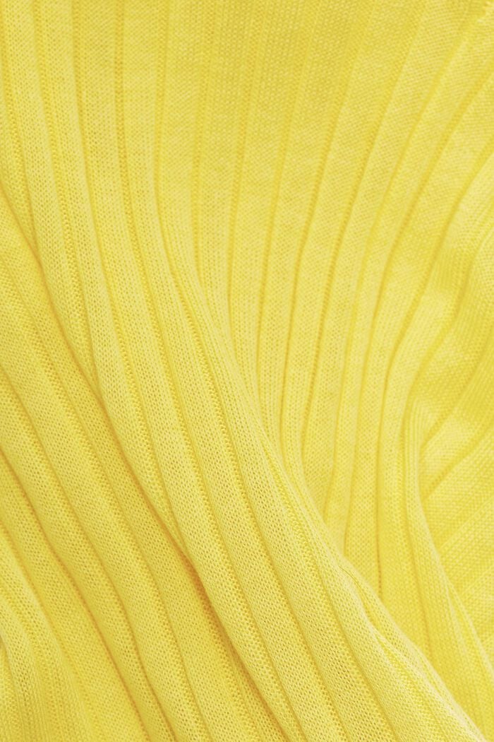 Ribbet sweater med rund hals, YELLOW, detail image number 4