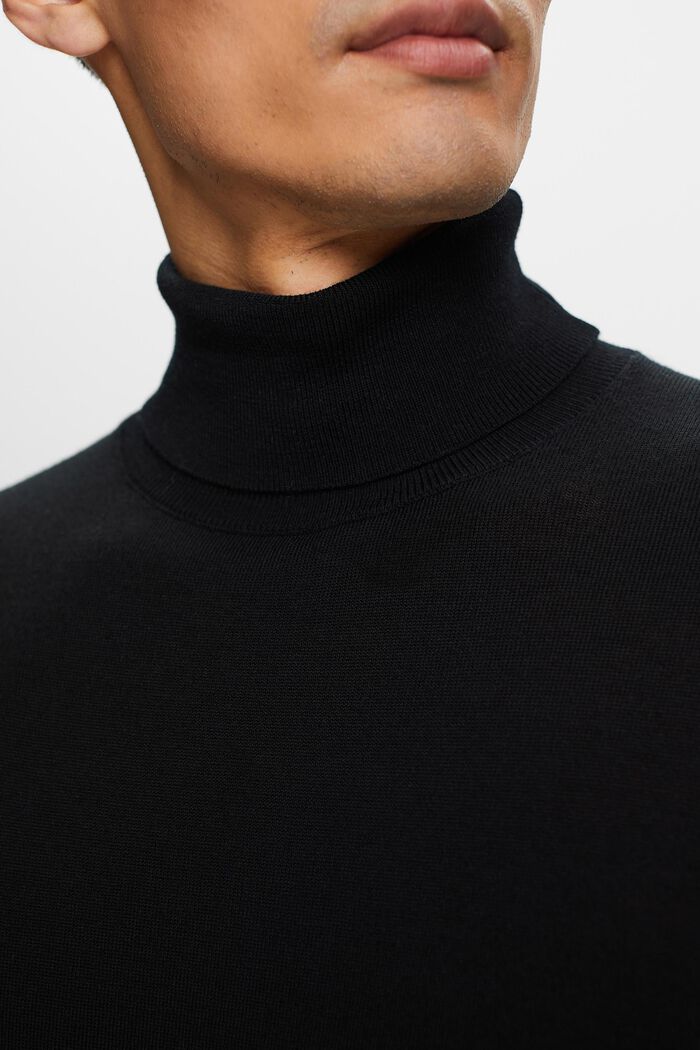 Rullekravesweater i merinould, BLACK, detail image number 2