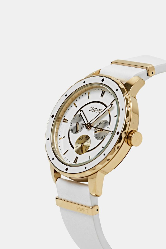 Multifunktionelt ur med læderrem, GOLD, detail image number 1