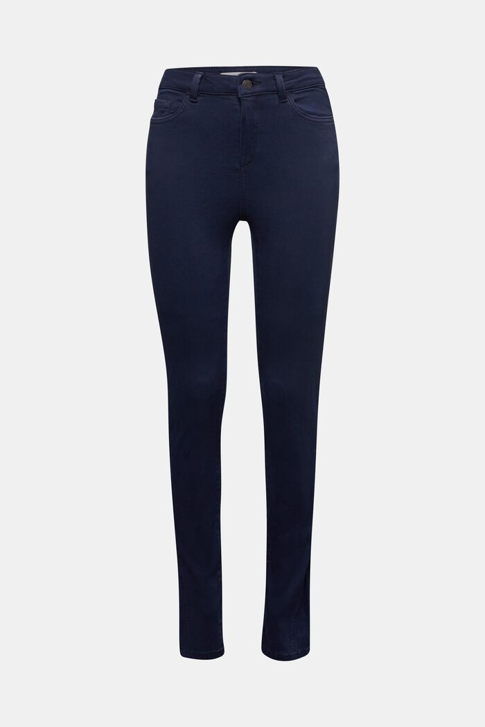 Bløde, højtaljede bukser med stretch, NAVY, detail image number 0