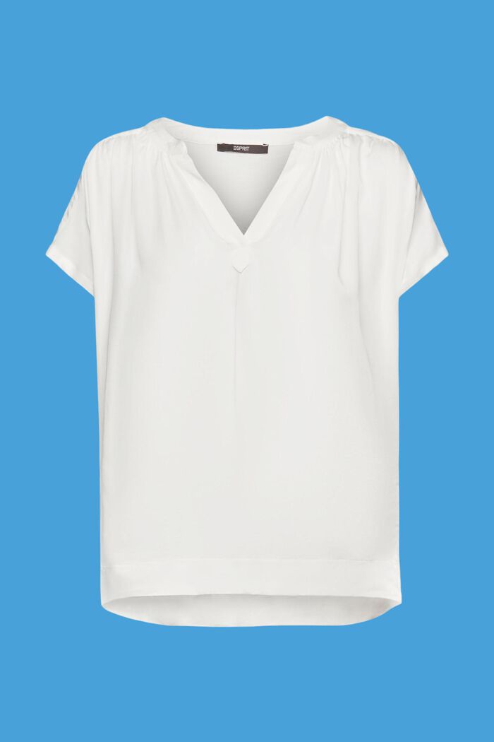 Bluse med V-hals, LENZING™ ECOVERO™, OFF WHITE, detail image number 5