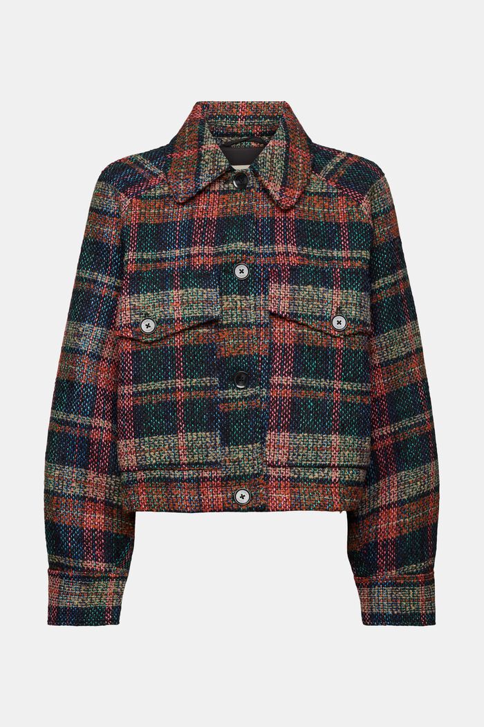 Skotskternet tweedjakke med uld, BLACK, detail image number 6