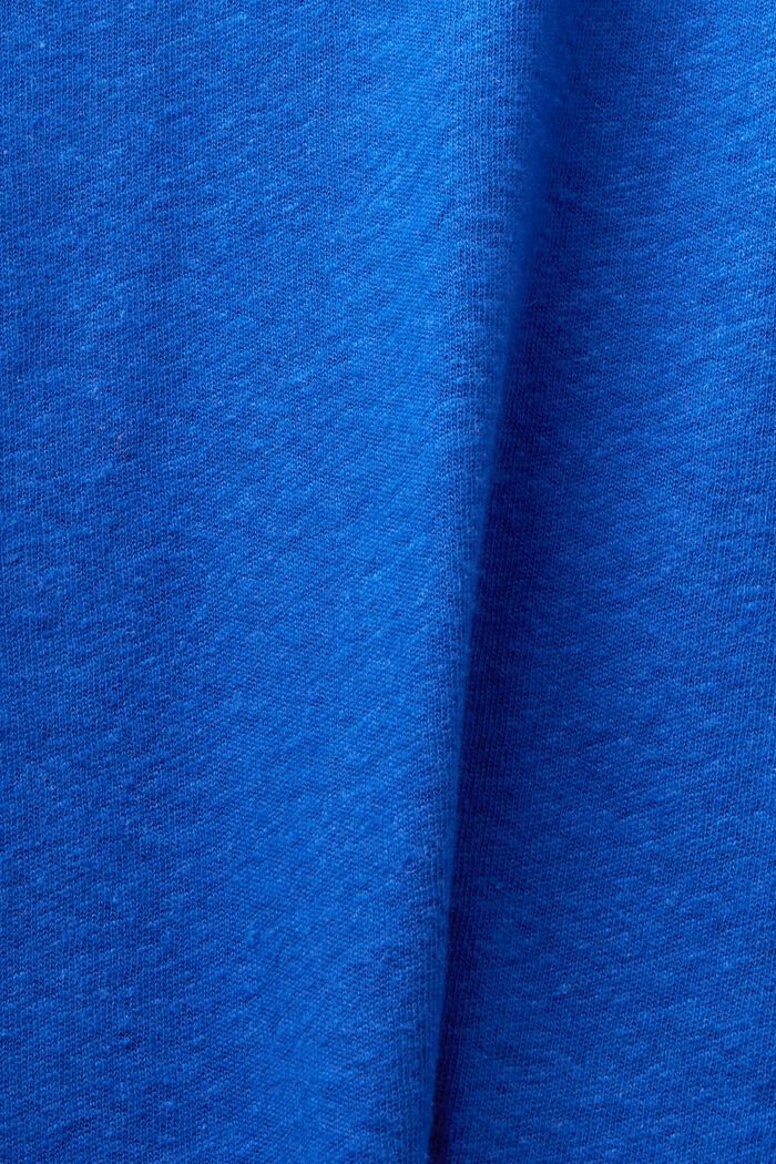 T-shirt med V-hals i bomuld/hør, BRIGHT BLUE, detail image number 4