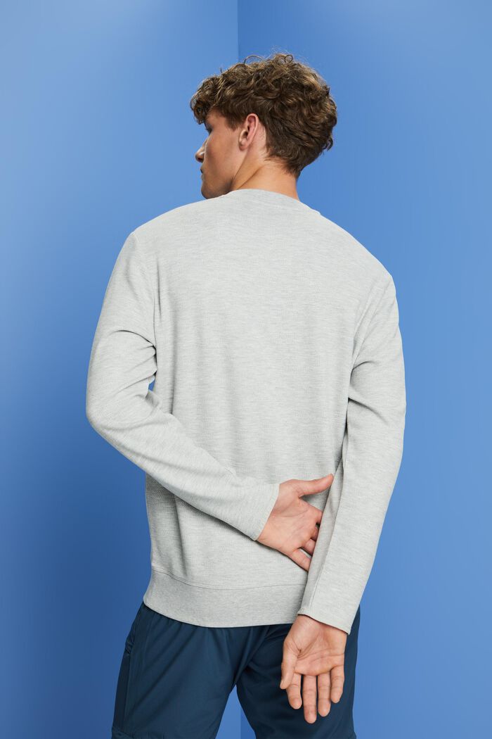 Sweatshirt i fleece med logo i netmateriale, LIGHT GREY, detail image number 3