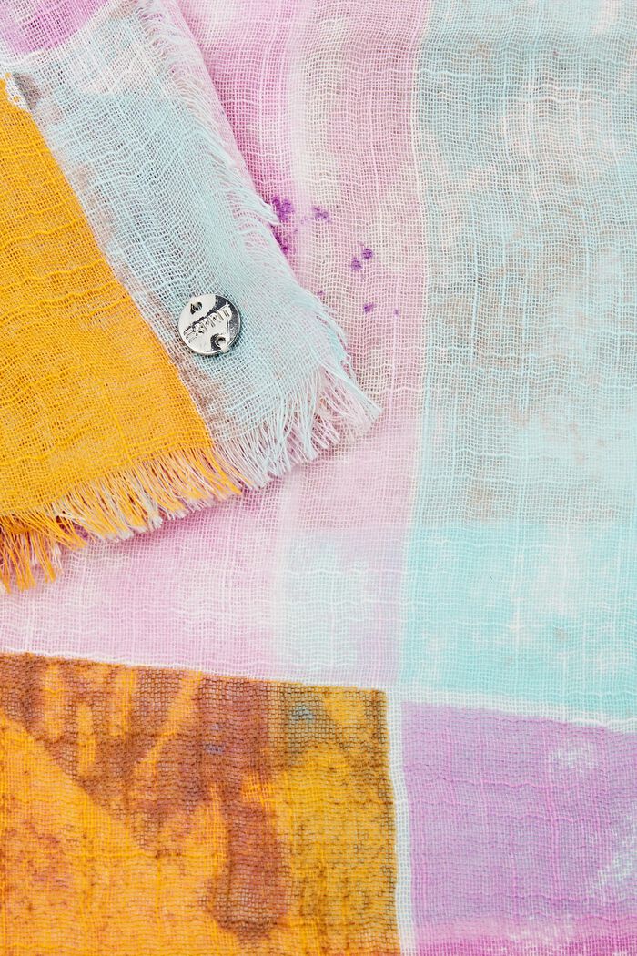 Mønstret tørklæde i bomuld, LILAC, detail image number 1