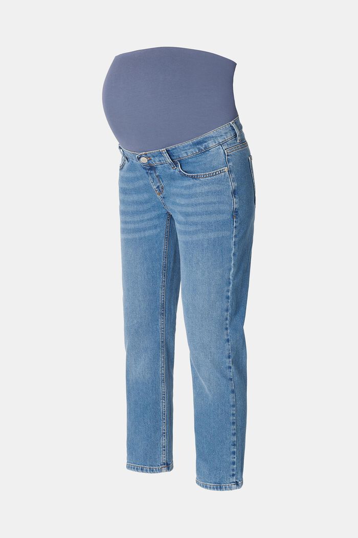 Jeans med cropped ben og høj støttelinning, BLUE MEDIUM WASHED, detail image number 4