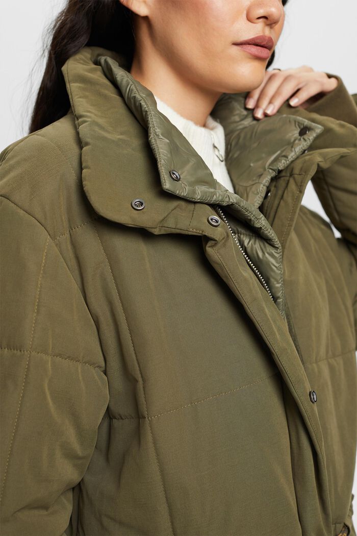 Genanvendt: Quiltet frakke med inderside i fleece, KHAKI GREEN, detail image number 2
