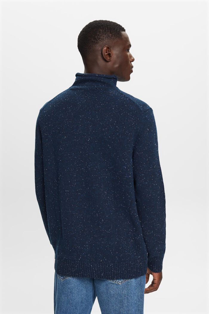 Sweater i uldmiks med høj hals, PETROL BLUE, detail image number 3