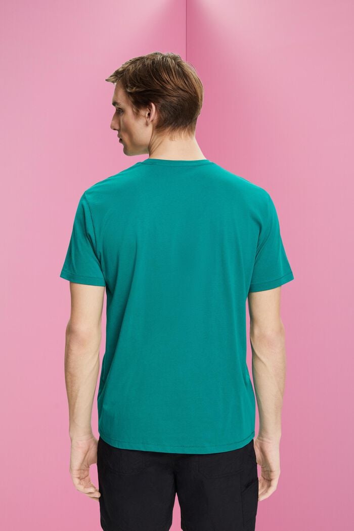 Bomulds-T-shirt med print, EMERALD GREEN, detail image number 3