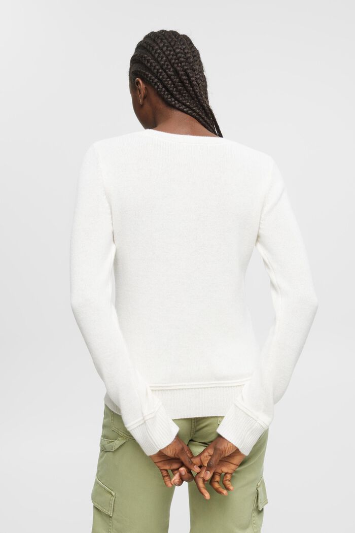 Sweater i kashmir med rund hals, OFF WHITE, detail image number 3