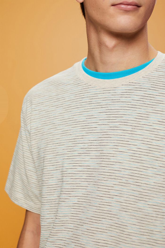 Melange-T-shirt med fine striber, TURQUOISE, detail image number 2