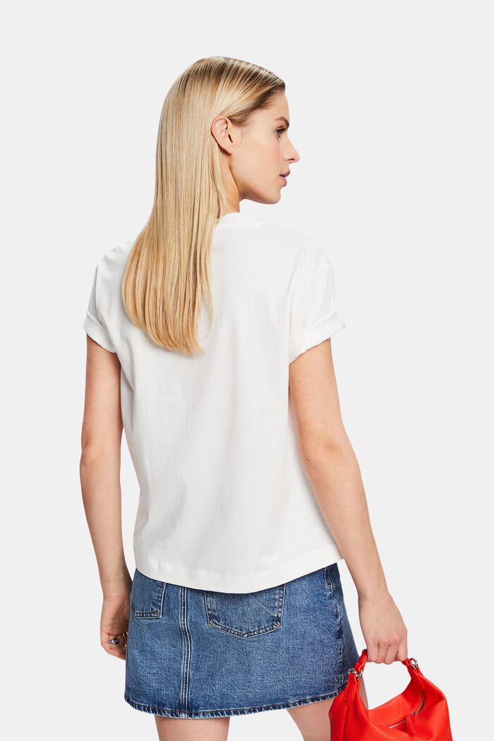 Bomulds-T-shirt med print, OFF WHITE, detail image number 2