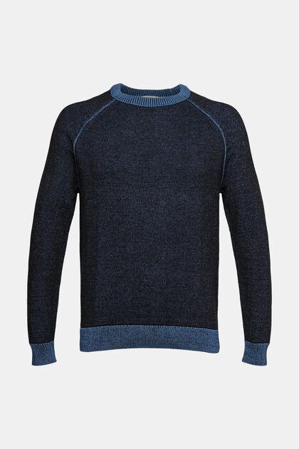 Meleret striksweater, NAVY, overview