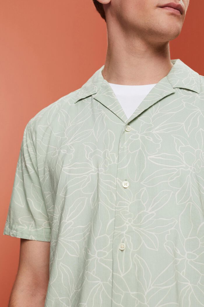 Mønstret skjorte med korte ærmer, PASTEL GREEN, detail image number 1