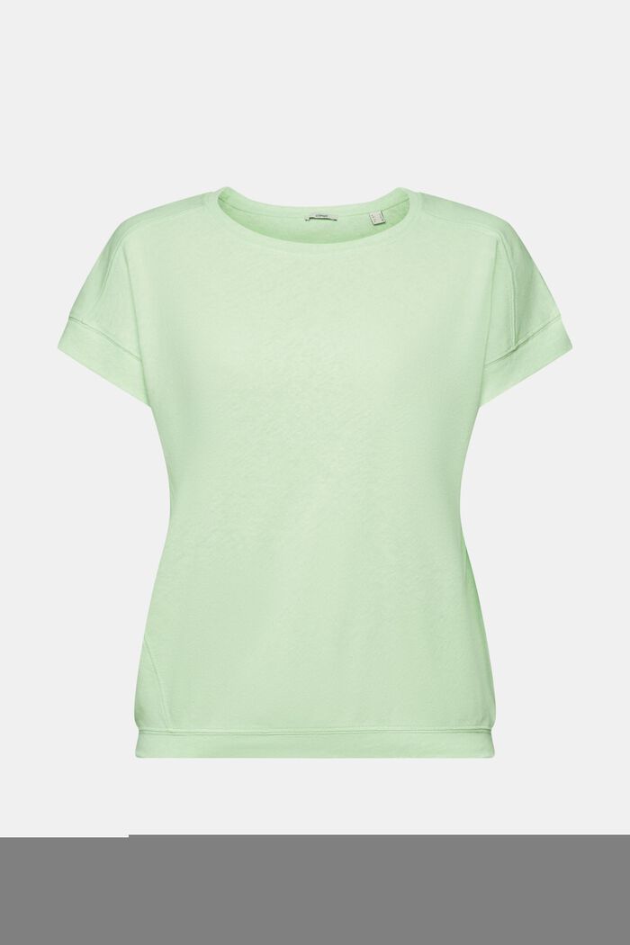 T-shirt i bomulds- og hørmiks, CITRUS GREEN, detail image number 5