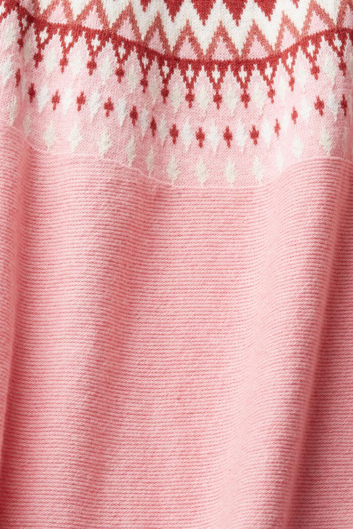 CURVY pullover med jacquard-mønster, 100% bomuld, LIGHT PINK, detail image number 0