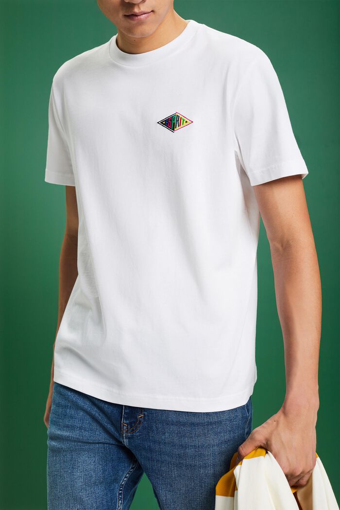 T-shirt i bomuldsjersey med logo, WHITE, detail image number 2