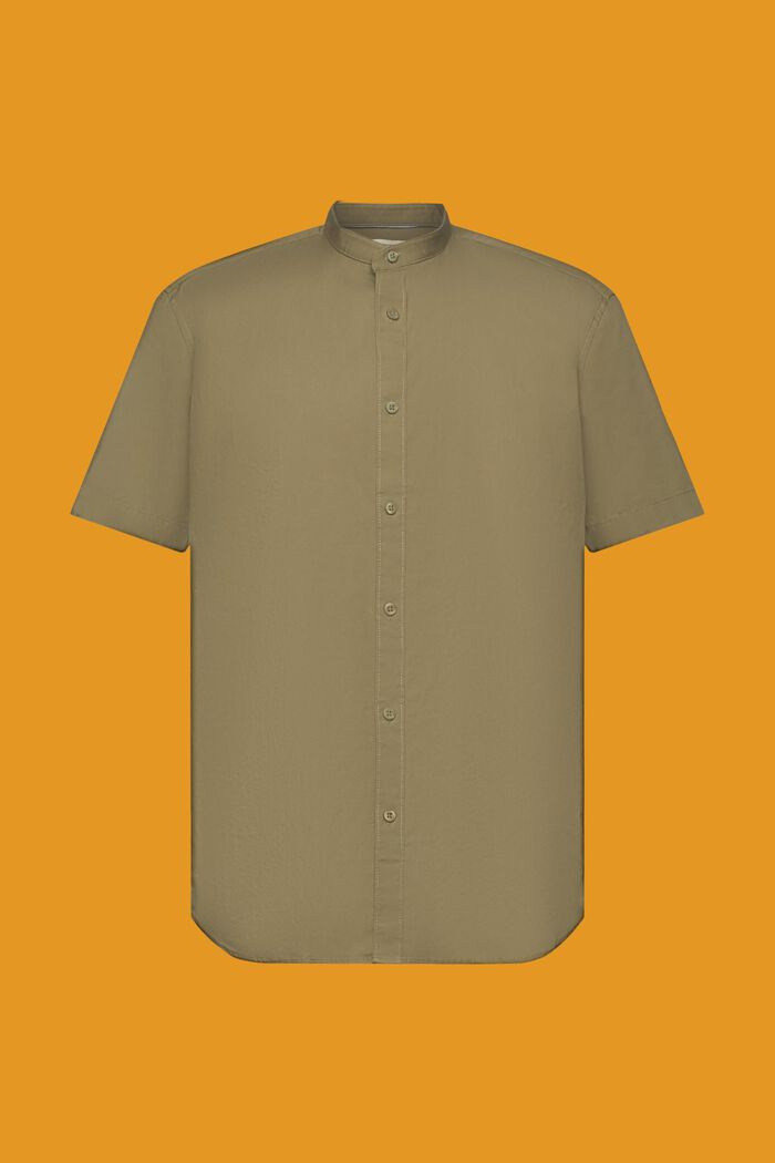 Bomuldsskjorte med standkrave, KHAKI GREEN, detail image number 5