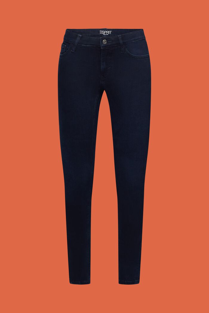 Skinny jeans med mellemhøj talje, BLUE BLACK, detail image number 6