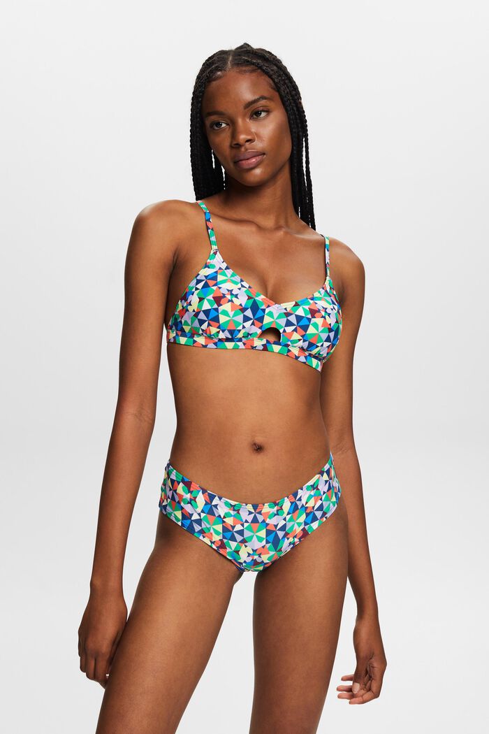 Genanvendt: polstret bikinioverdel med allover-mønster, GREEN, detail image number 0