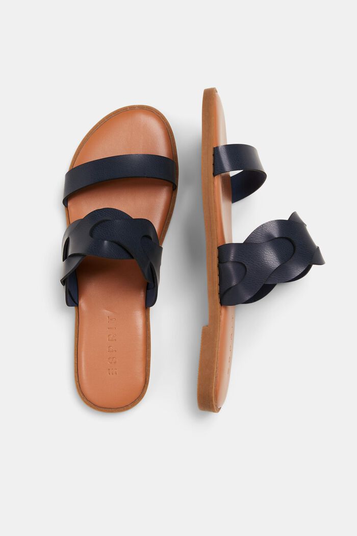 Flettede slippers i vegansk læder, NAVY, detail image number 5