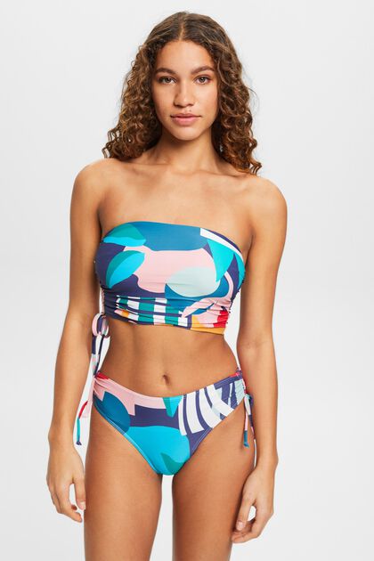 Bandeau-bikinitop med multifarvet print