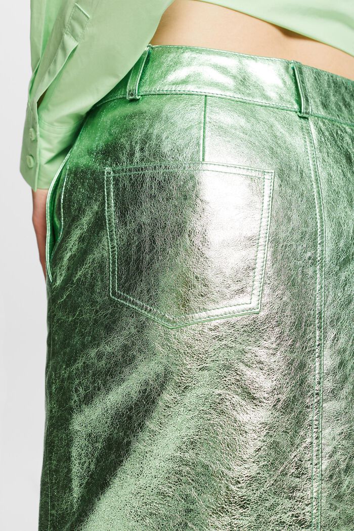 Coatet metallic skindnederdel, LIGHT AQUA GREEN, detail image number 3