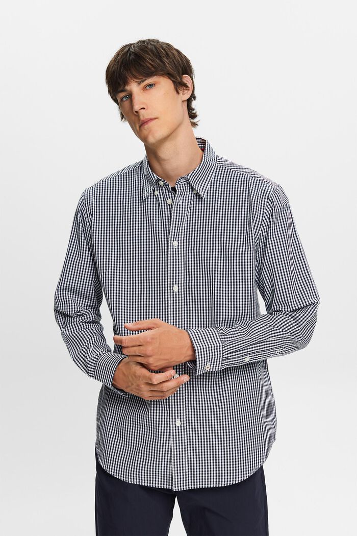 Button down-skjorte med vichytern, 100 % bomuld, NAVY, detail image number 0