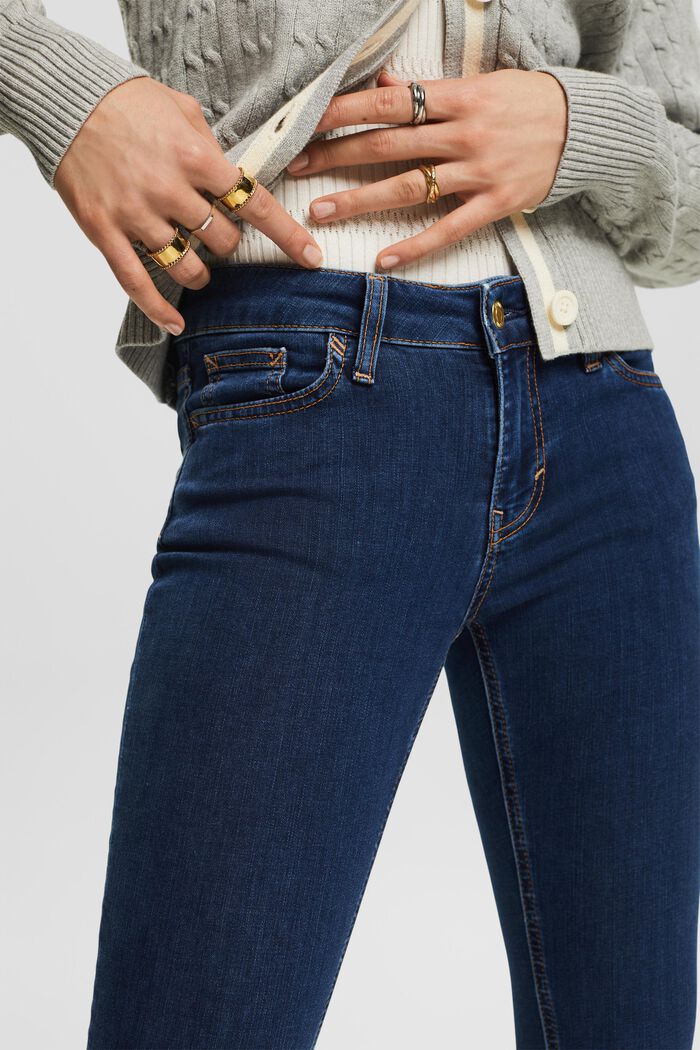 Skinny jeans med mellemhøj talje, BLUE DARK WASHED, detail image number 4
