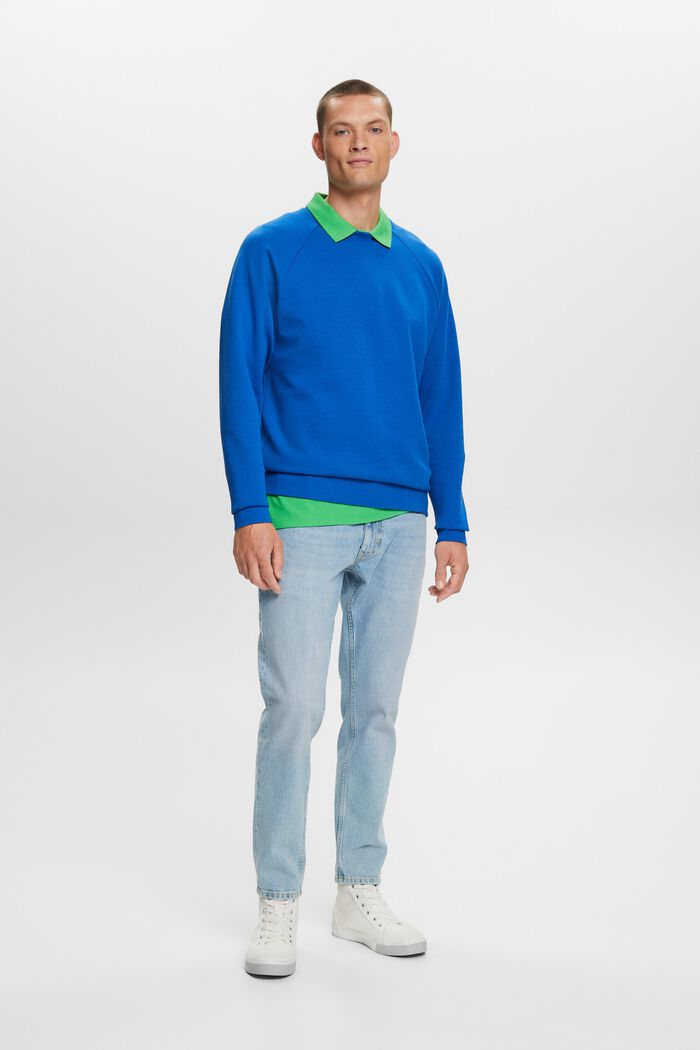 Basis-sweatshirt, bomuldsmiks, BRIGHT BLUE, detail image number 1
