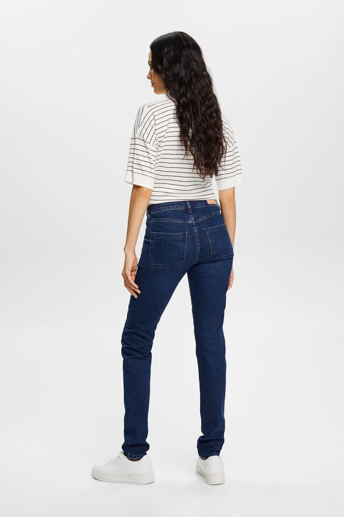 Slim fit-jeans med mellemhøj talje, BLUE DARK WASHED, detail image number 3