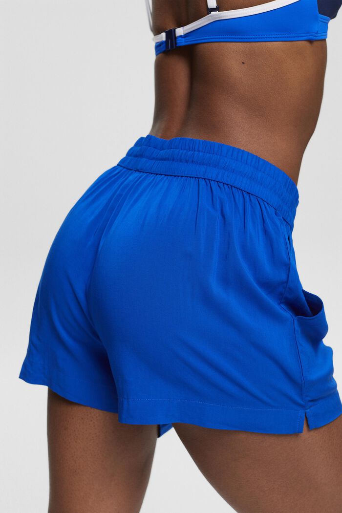Shorts med kvaster, LENZING™ ECOVERO™, BRIGHT BLUE, detail image number 4