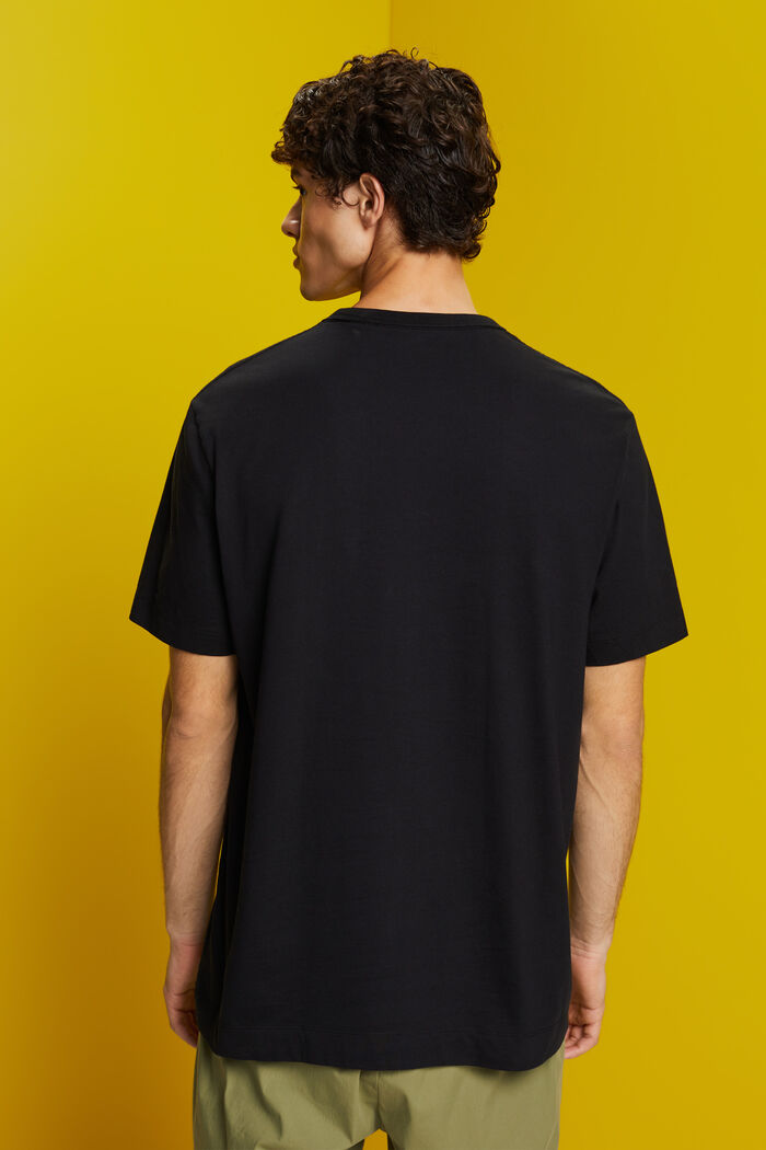 Jersey-T-shirt med print på brystet, 100 % bomuld, BLACK, detail image number 3