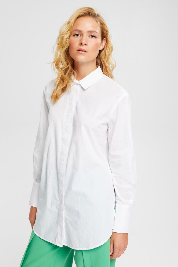 Oversized skjortebluse, WHITE, detail image number 1