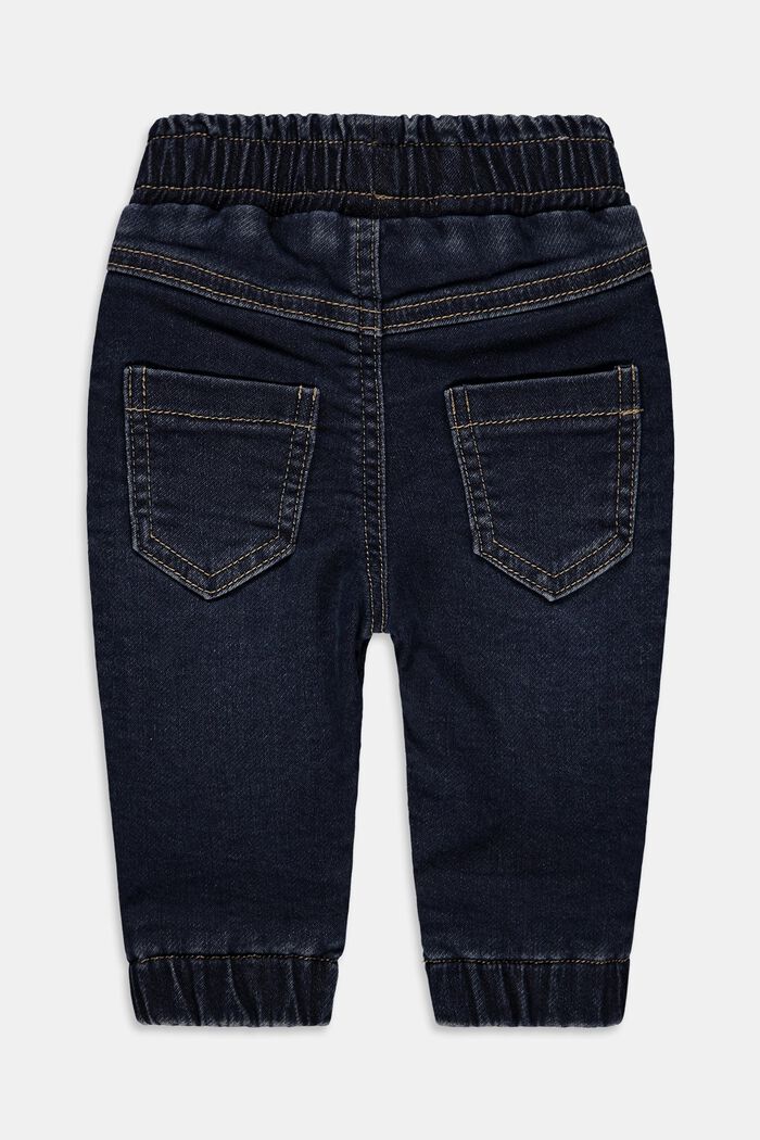 Jeans med elastiklinning af bomuld, BLUE DARK WASHED, detail image number 1