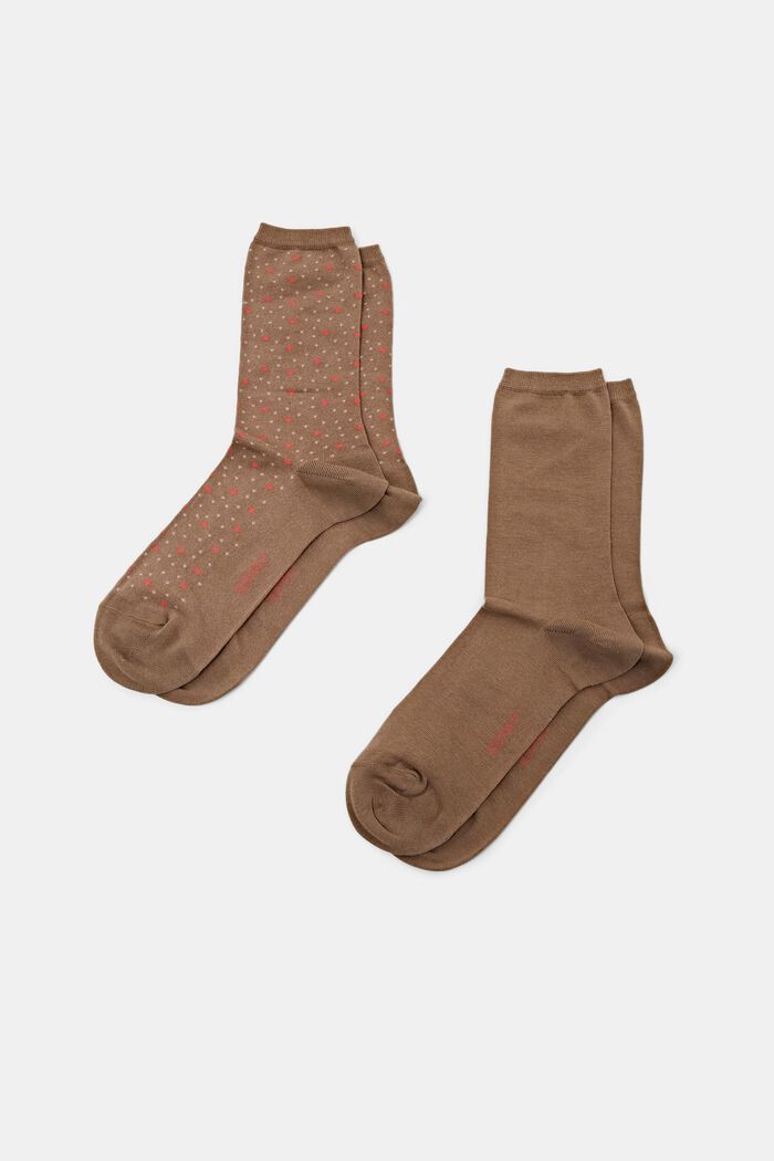 Pakke med 2 par sokker, økologisk bomuld, BROWN, detail image number 1