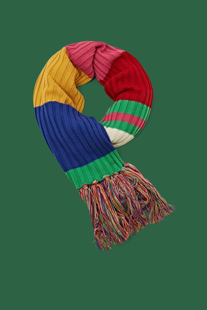 Regnbuestribet tørklæde i ribstrik, PINK FUCHSIA, detail image number 0