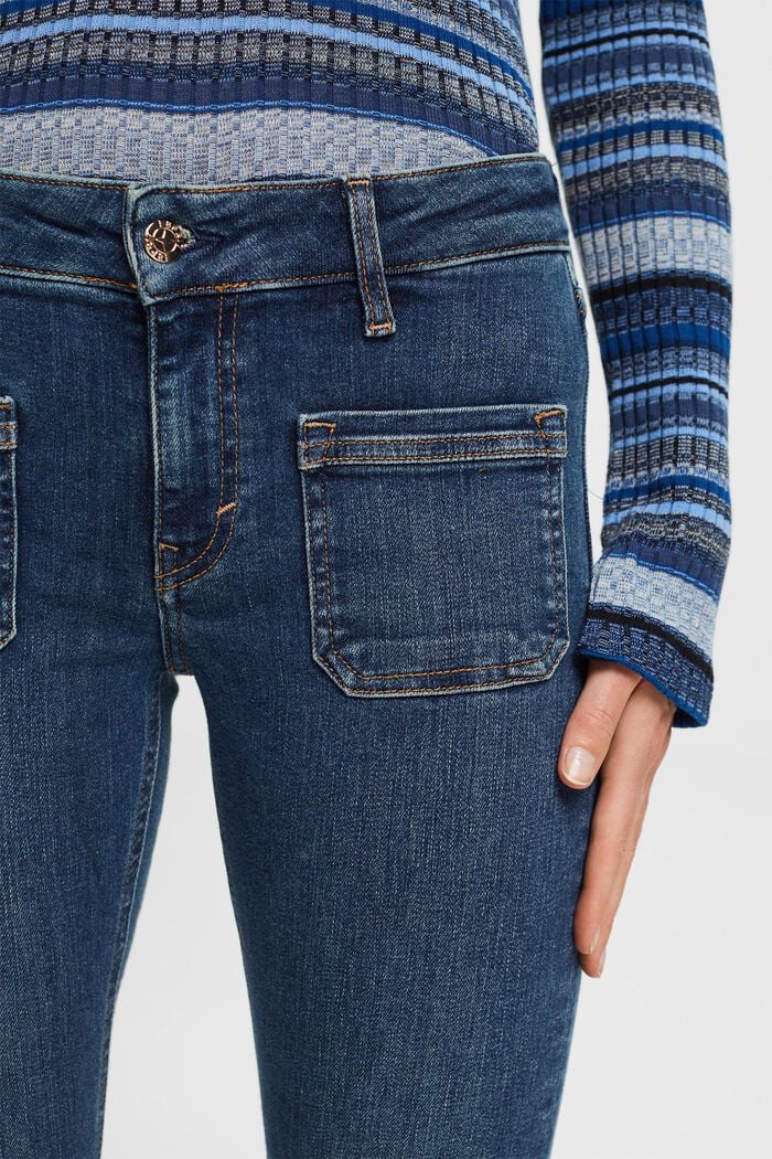 Skinny jeans med mellemhøj talje, BLUE DARK WASHED, detail image number 5