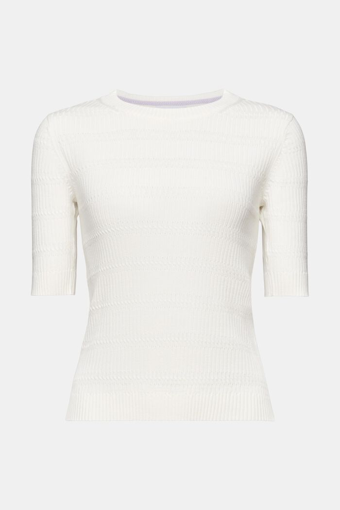 Strikket sweater med korte ærmer, OFF WHITE, detail image number 7