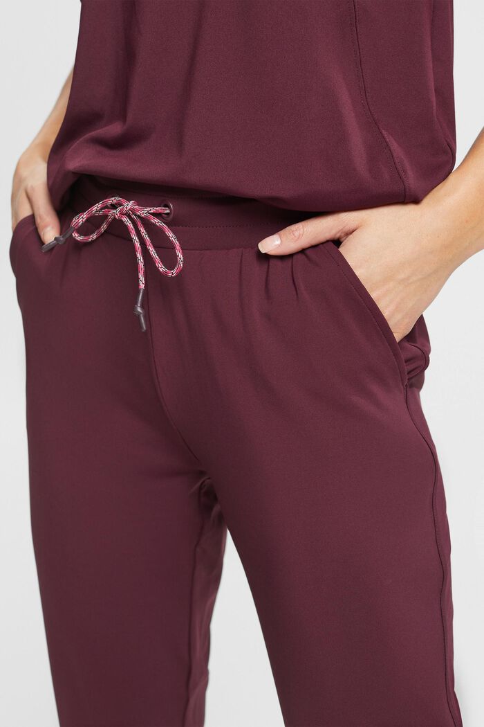 Cropped joggers i jersey med E-DRY, BORDEAUX RED, detail image number 2