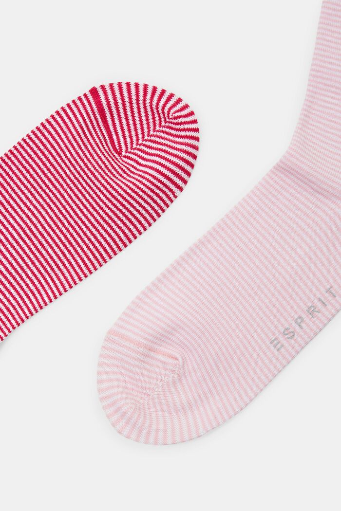 Stribede sokker med rullekant, økologisk bomuld, RED/ROSE, detail image number 2