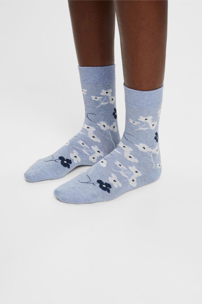 Pakke med 2 par sokker i groft strik med print, LIGHT BLUE/NAVY, detail image number 2