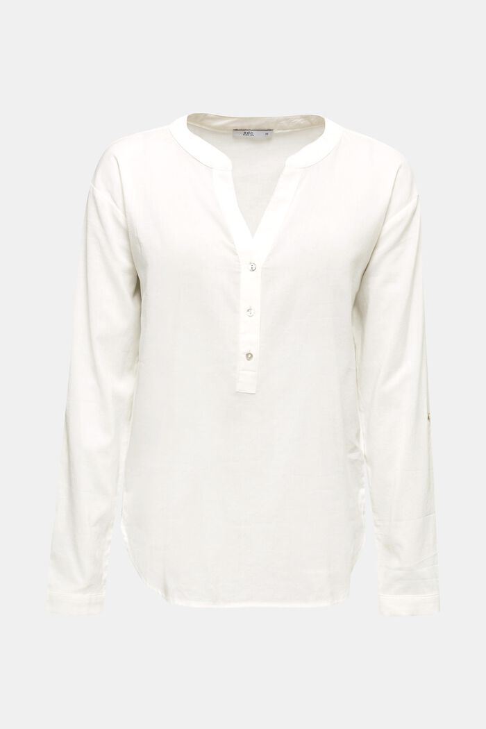 Bluse med ærmer med opslag, OFF WHITE, detail image number 0