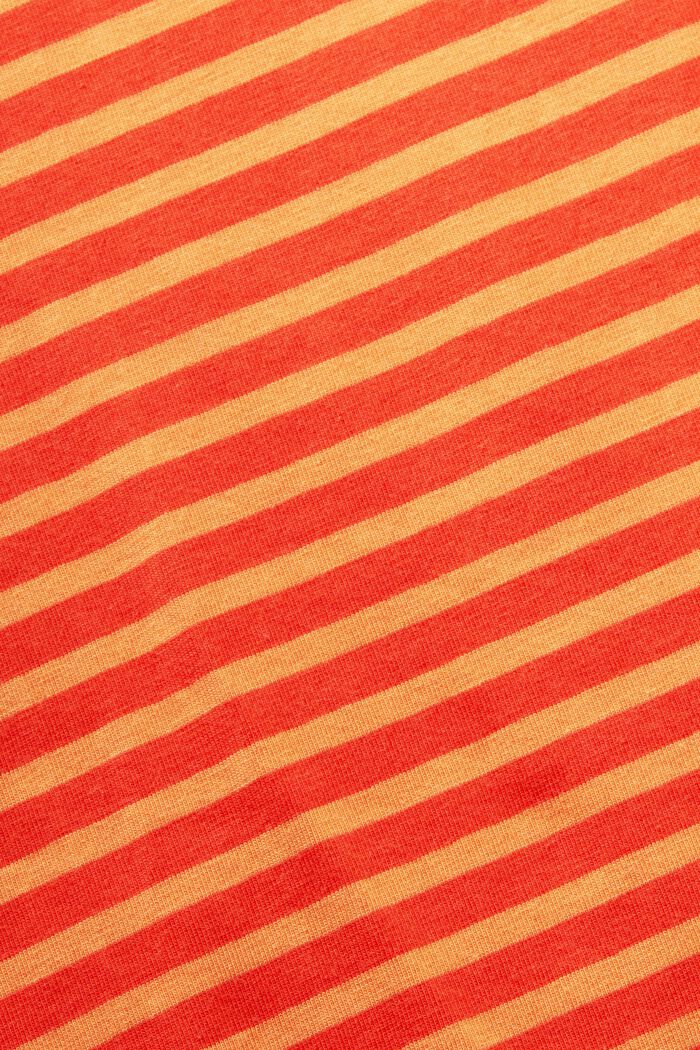 Stribet T-shirt i bomuld med bådudskæring, ORANGE RED, detail image number 4