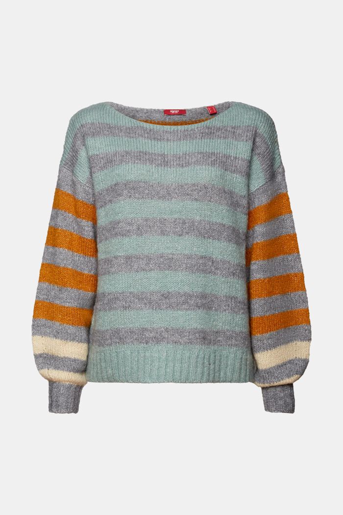 Stribet Sweater i uld-/mohairmiks, MEDIUM GREY, detail image number 6