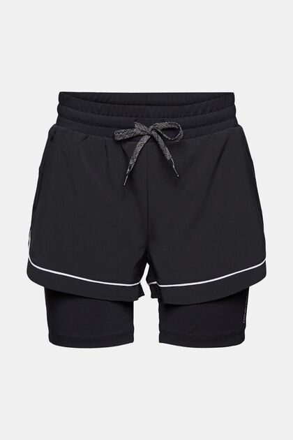 Genanvendte materialer: shorts med integrerede tights, E-DRY, BLACK, overview