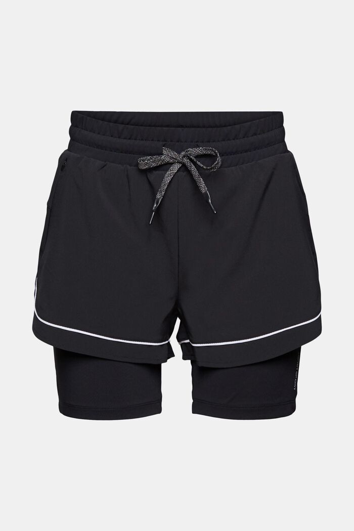Genanvendte materialer: shorts med integrerede tights, E-DRY, BLACK, detail image number 6